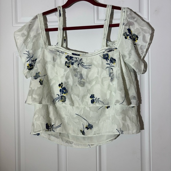 Lucky Brand Floral Cold-Shoulder Top, Size Medium - Picture 5 of 16